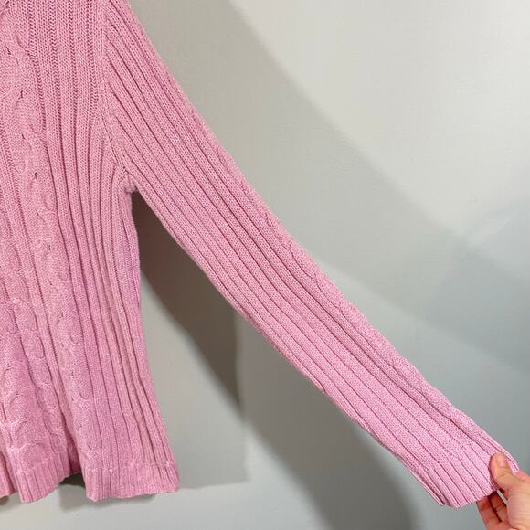 Vintage Gitano Women's Pink Shimmer Cable Knit Turtleneck Sweater Size XL - Picture 6 of 7